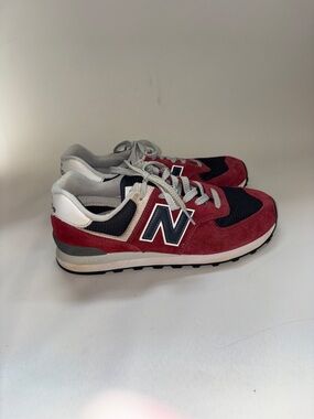 New Balance 574 Red & Navy Retro Running Shoes